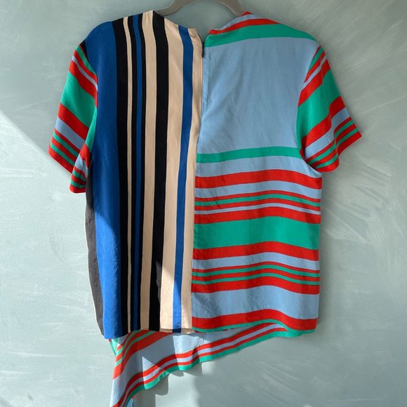 Diane von Furstenberg Striped Silk Asymmetrical Top - Picture 5 of 6